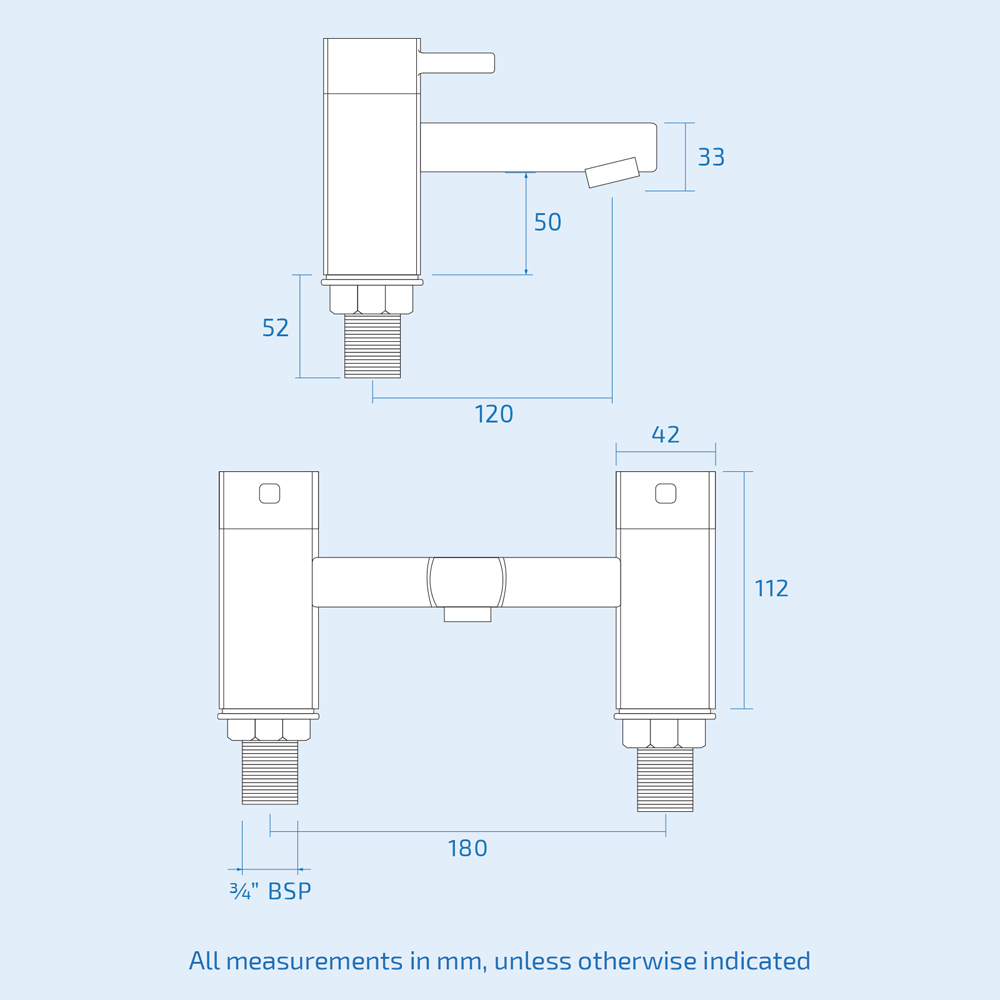 Nes Home Newport Chrome Square Bath Filler and Mini Basin Mixer Tap Image 3