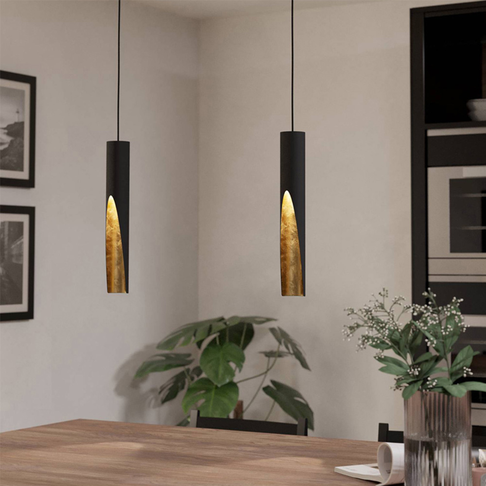 EGLO Barbotto Black and Gold Steel Pendant Light Image 4