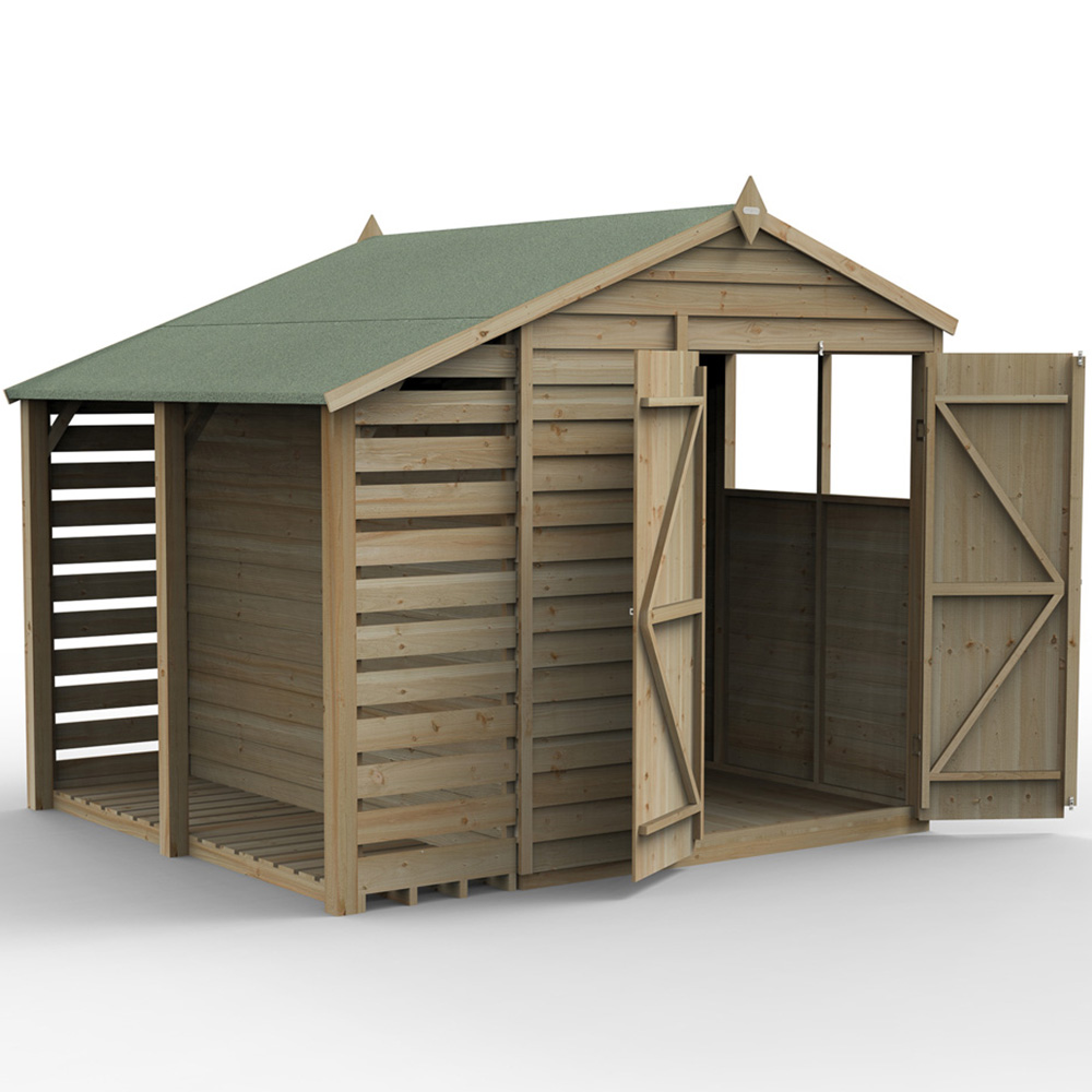 Forest Garden 4LIFE 6 x 8ft Double Door Lean To Apex Shed Image 3