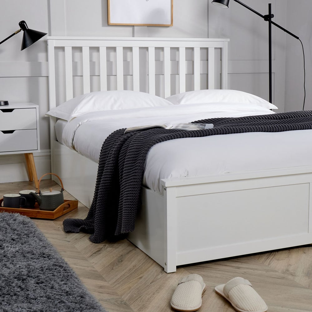 Home Source Florida King Size White Wood Ottoman Bed Image 6
