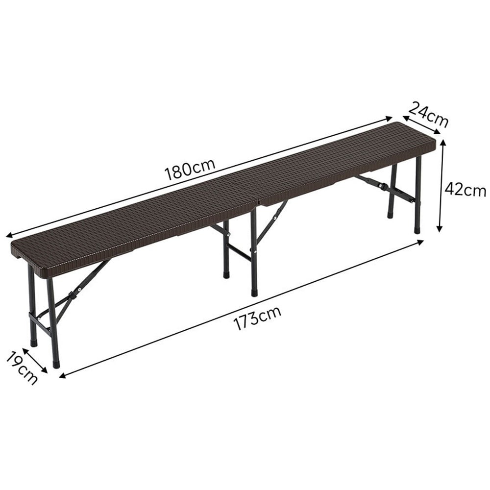 Living and Home Set of 2 Rattan Black Folding Bench Image 7