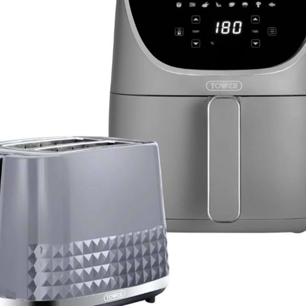 Tower Solitaire Vortx EEJB254 Grey 6L Air Fryer with 2 Slice Toaster and 1.5L Kettle Set Image 2