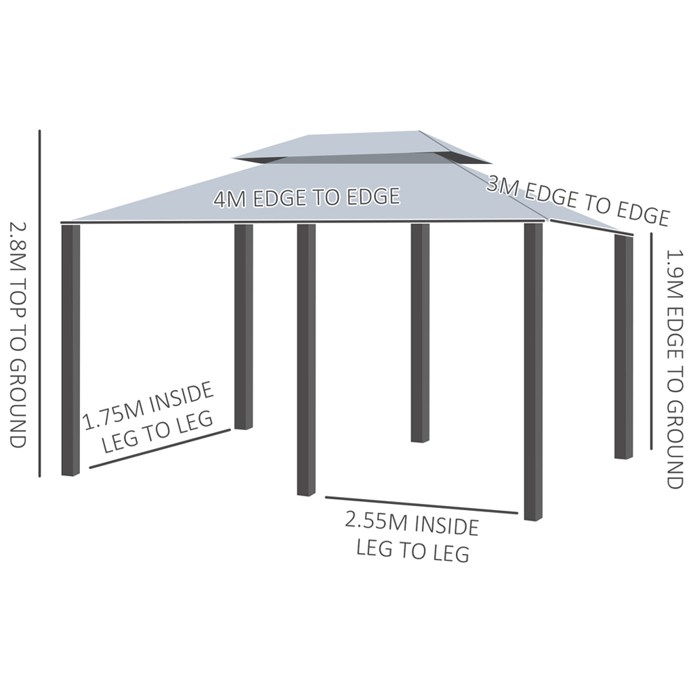 Gazebo Shelter Curtains 4m x 3m Grey Image 6