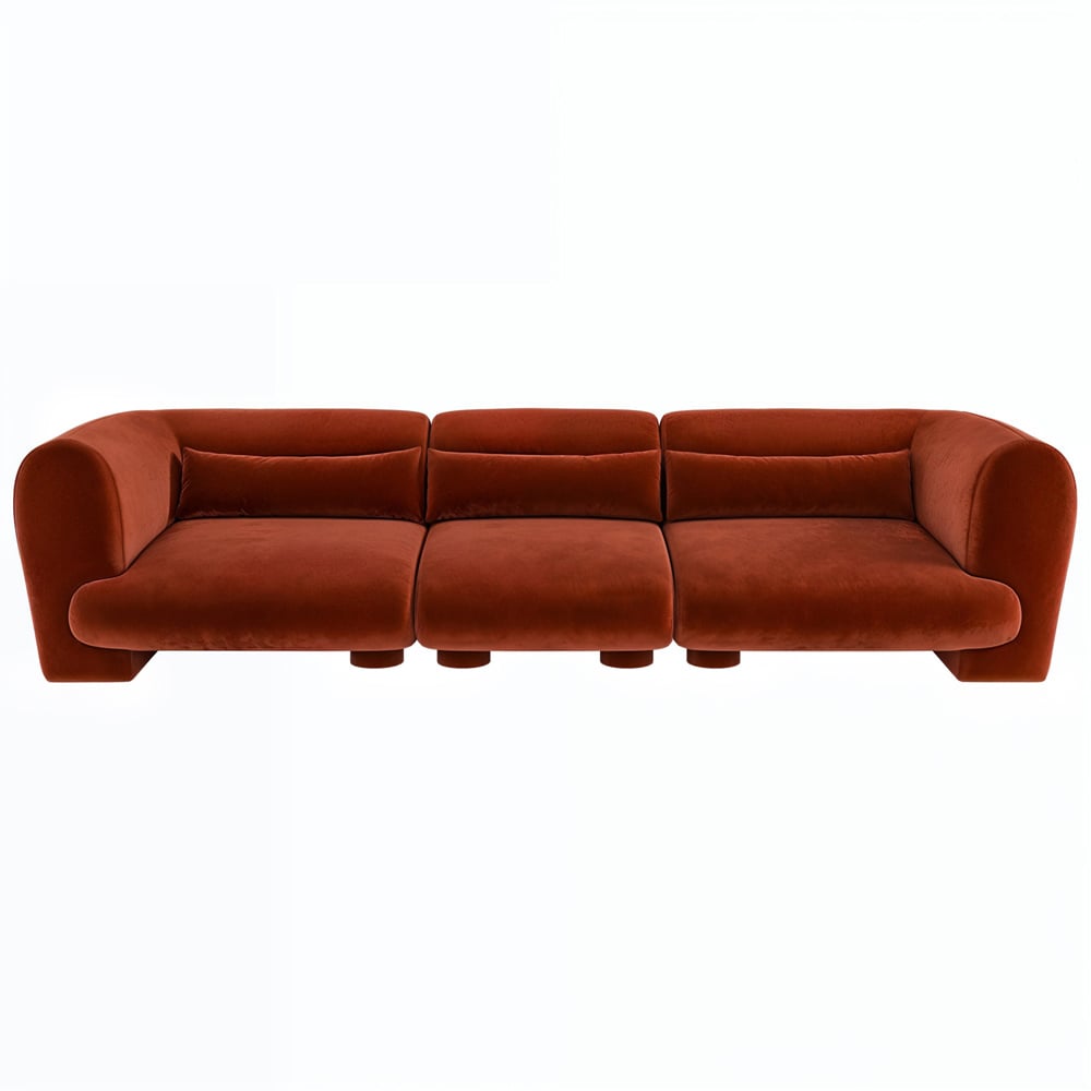 Solace+Co Maddox 4 Seater Orange Velvet Sofa Image 3