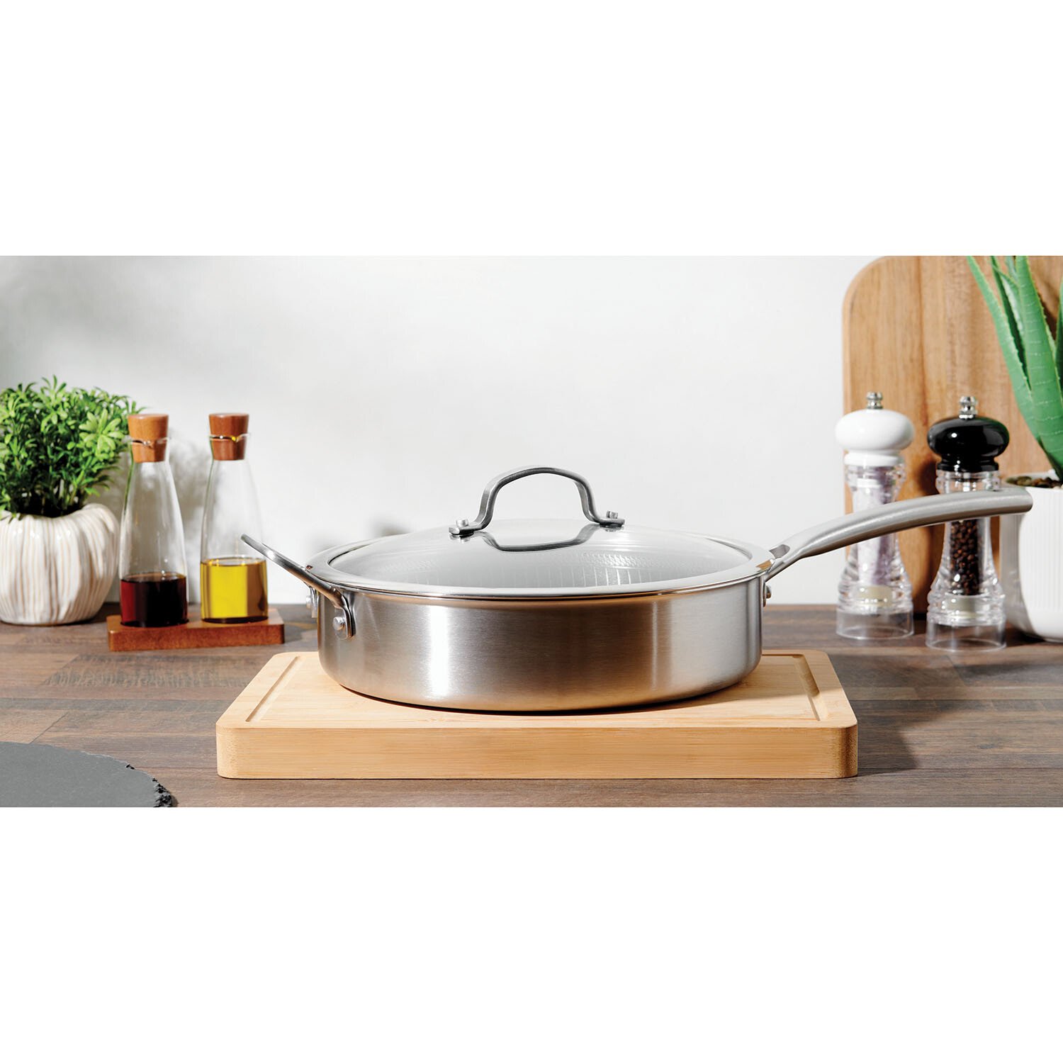 Kitchen Master Hex Stainless Steel Saute Pan - Silver Image 2