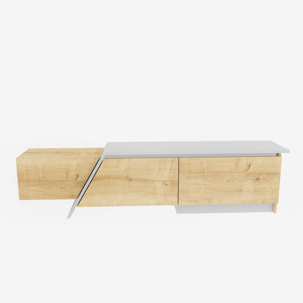 Decorotika Zonas 3 Door Oak and White TV Unit Image 3