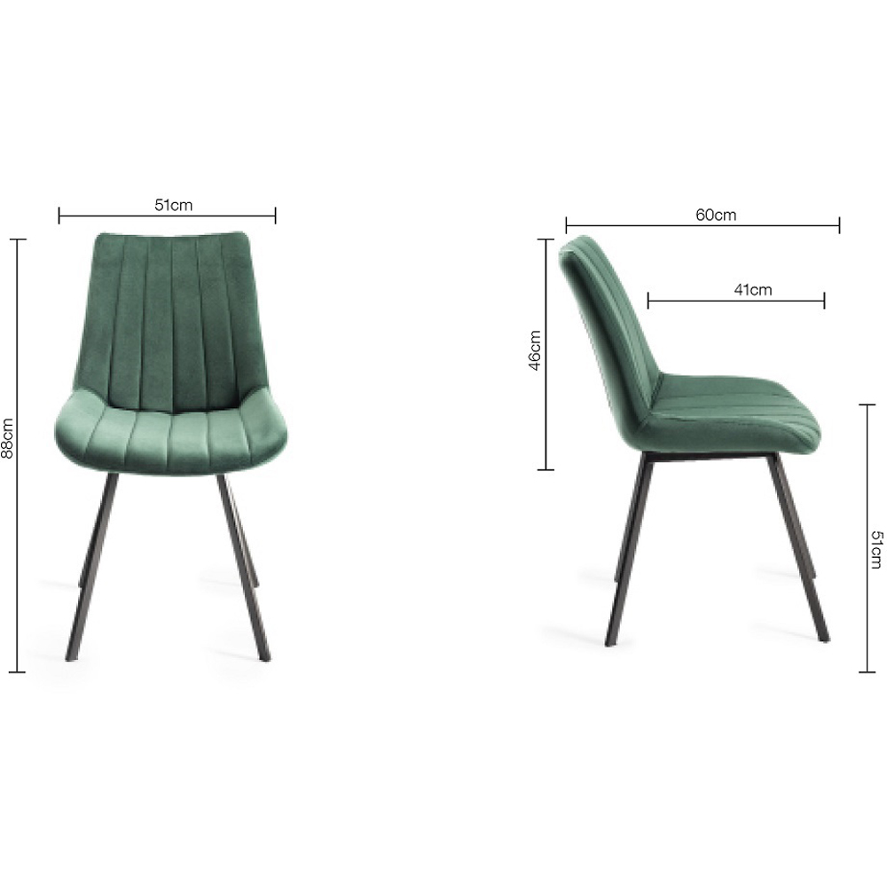 Bentley Designs Fontana Green Velvet Fabric Upholstered Chair Image 7