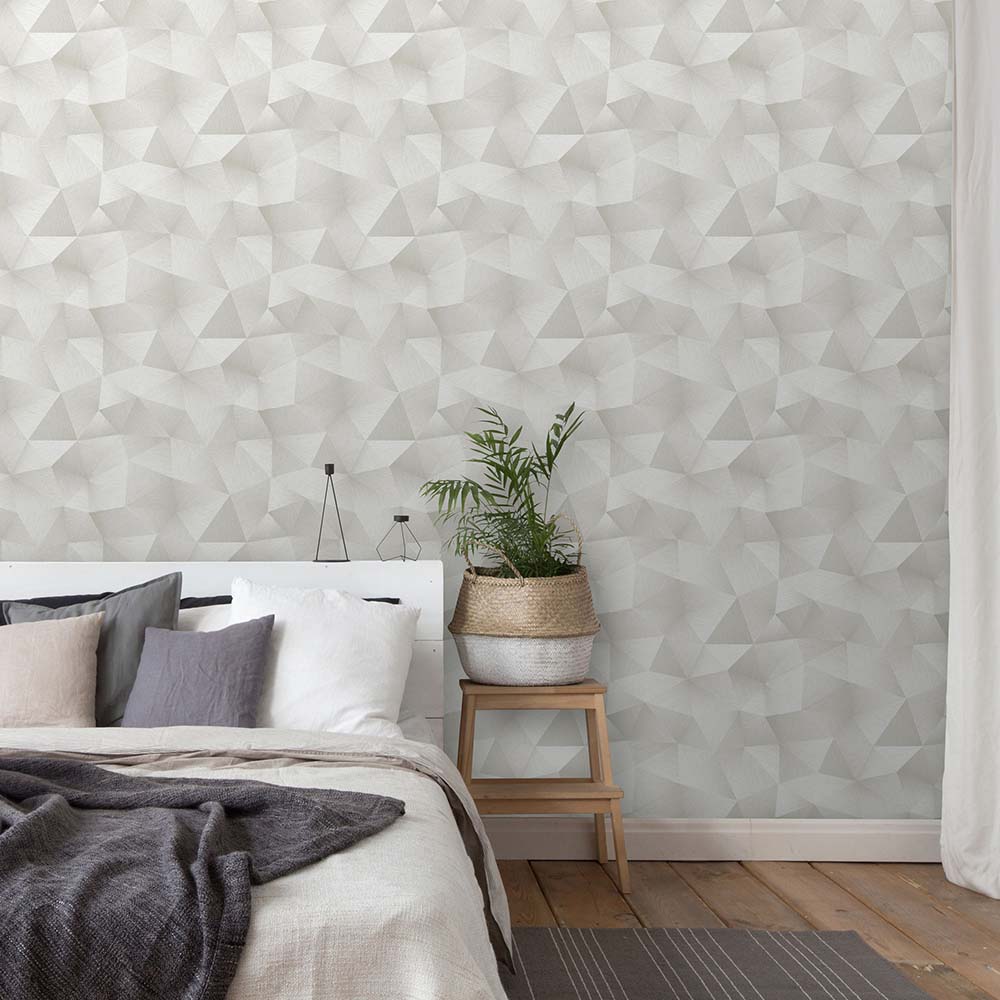 Erismann Designer Luxury 3D Diamond White and Grey Wallpaper Image 3