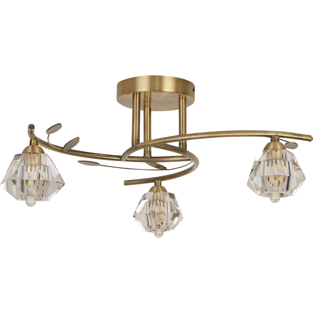 Lighting Collection Aziel 3 Light Acrylic Diamond Shade LED Ceiling Fitting Image 1
