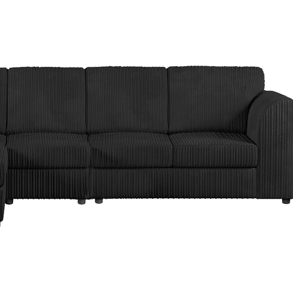 Luxor 4 Seater Black Jumbo Cord Left Hand Facing Full Back L Shaped Corner Sofa Set Image 3