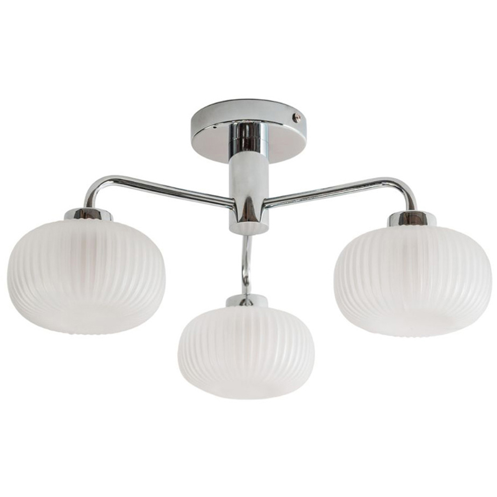 ValueLights Amaia Chrome 3 Way Frosted Ribbed Glass LED Ceiling Light Image 1