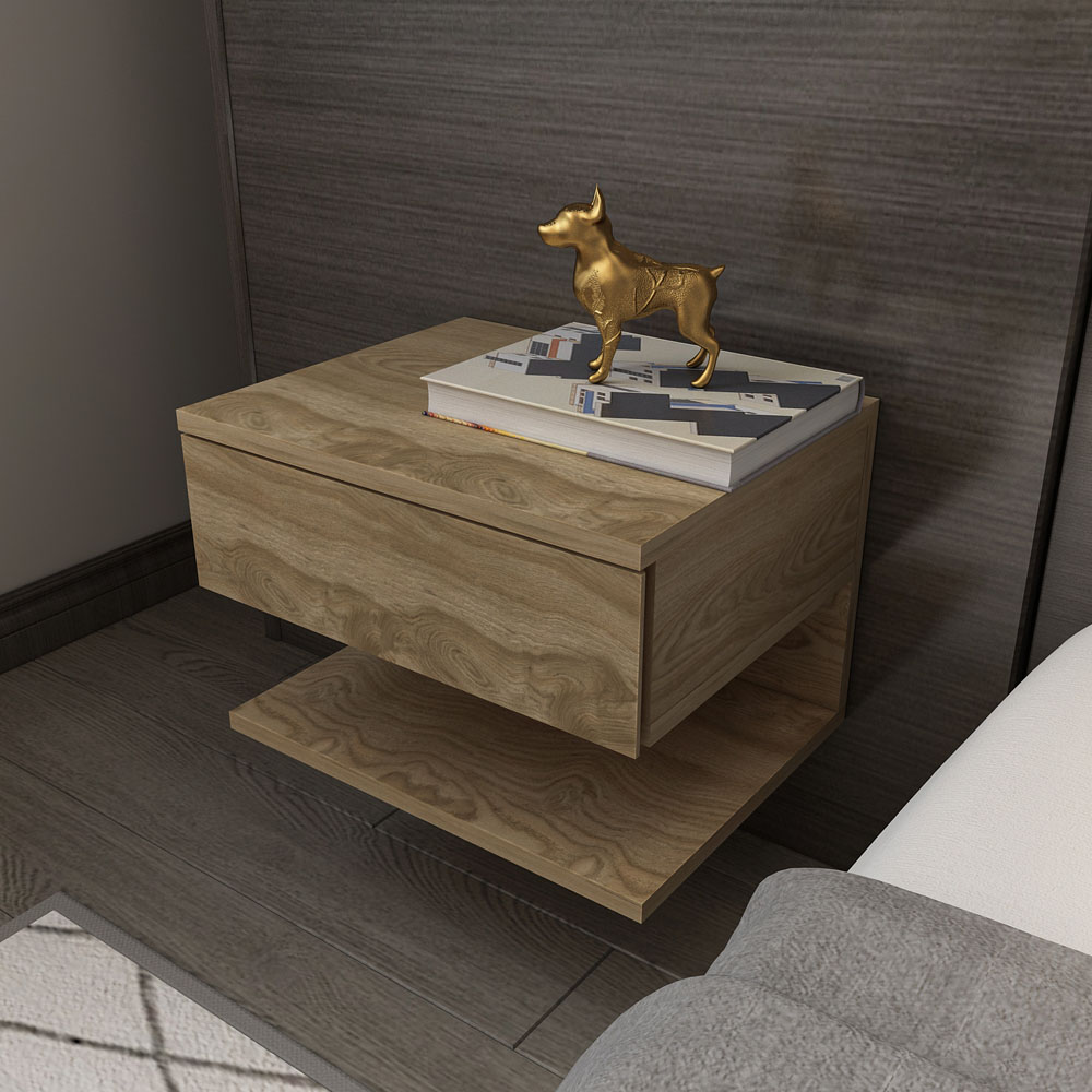 Decorotika Vivid Modern Single Drawer Sapphire Oak Bedside Table Image 8