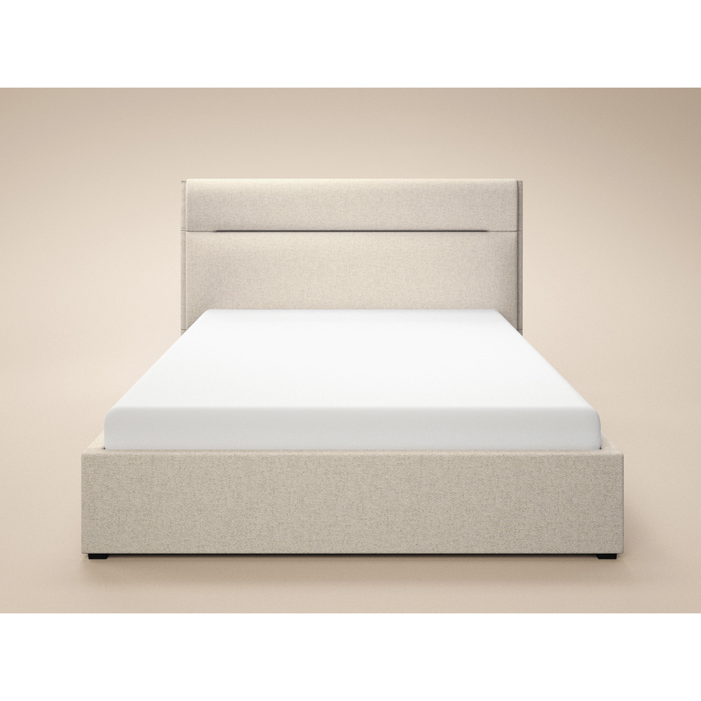 SOLACE+CO Nela Double Cream Woven Fabric Ottoman Bed with Padded Headboard Image 3