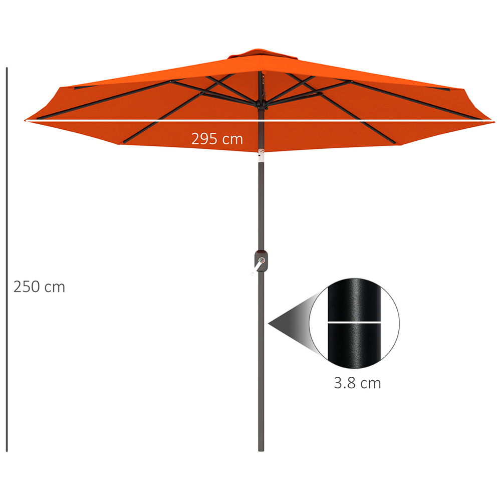 Outsunny Orange Crank and Tilt Parasol 3m Image 9