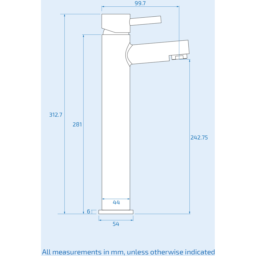 Nes Home Marc High Rise Basin Mono Mixer Tap with Waste Chrome Image 5