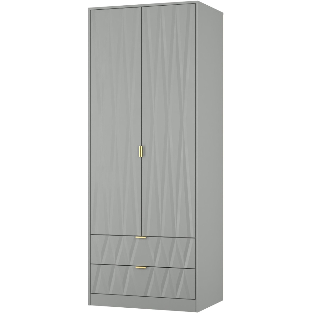 Crowndale Diamond 2 Door 2 Drawer Dusk Grey Tall Wardrobe Ready Assembled Image 2