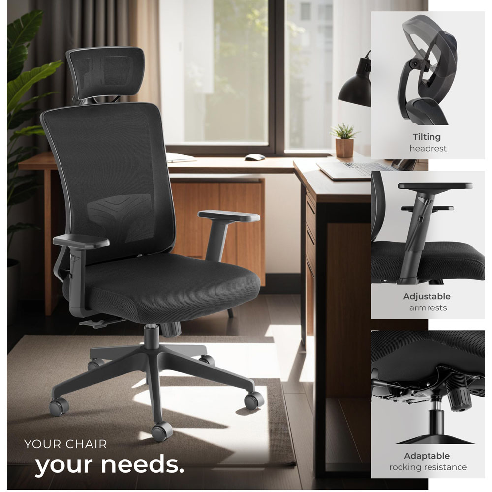 Tectake Phoebe Black Adjustable Office Chair Image 7