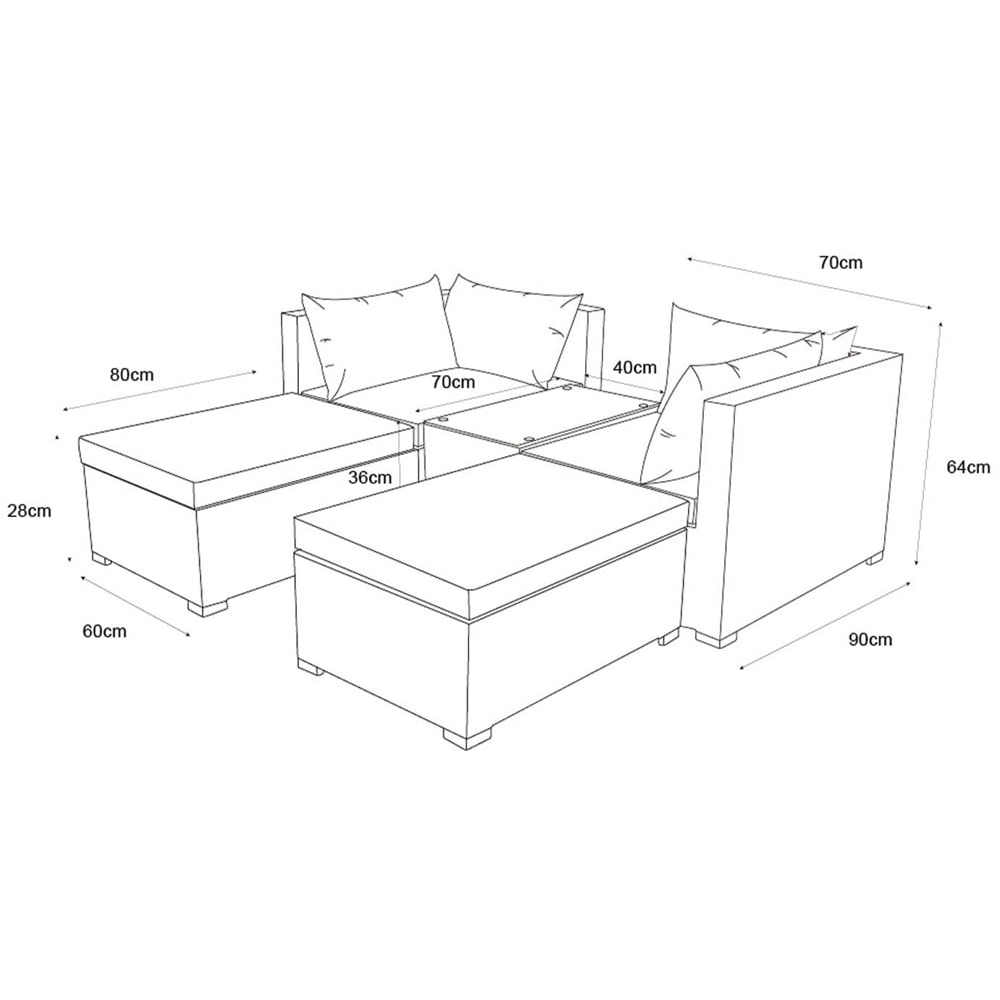 Outdoor Essentials Avalon 4 Seater Natural Rattan Garden Lounge Set Image 8