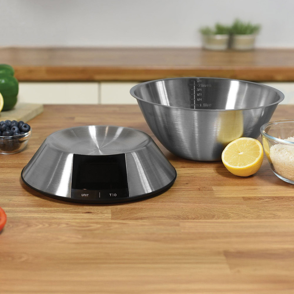 MY Full Stainless Steel Electric Scale with Bowl Chrome Image 3