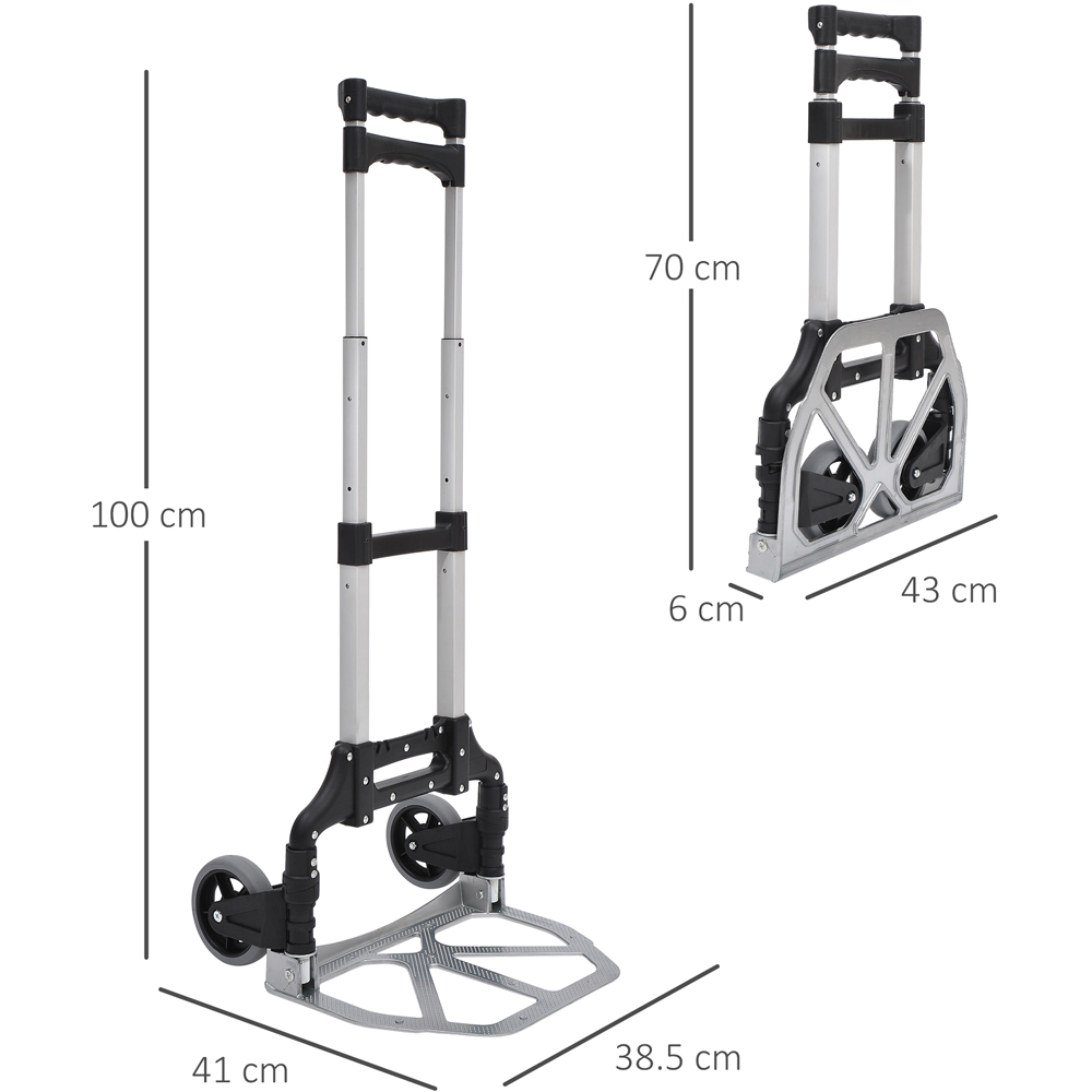 HOMCOM Aluminium Heavy Duty Foldable Hand Truck Trolley 70kg Image 9