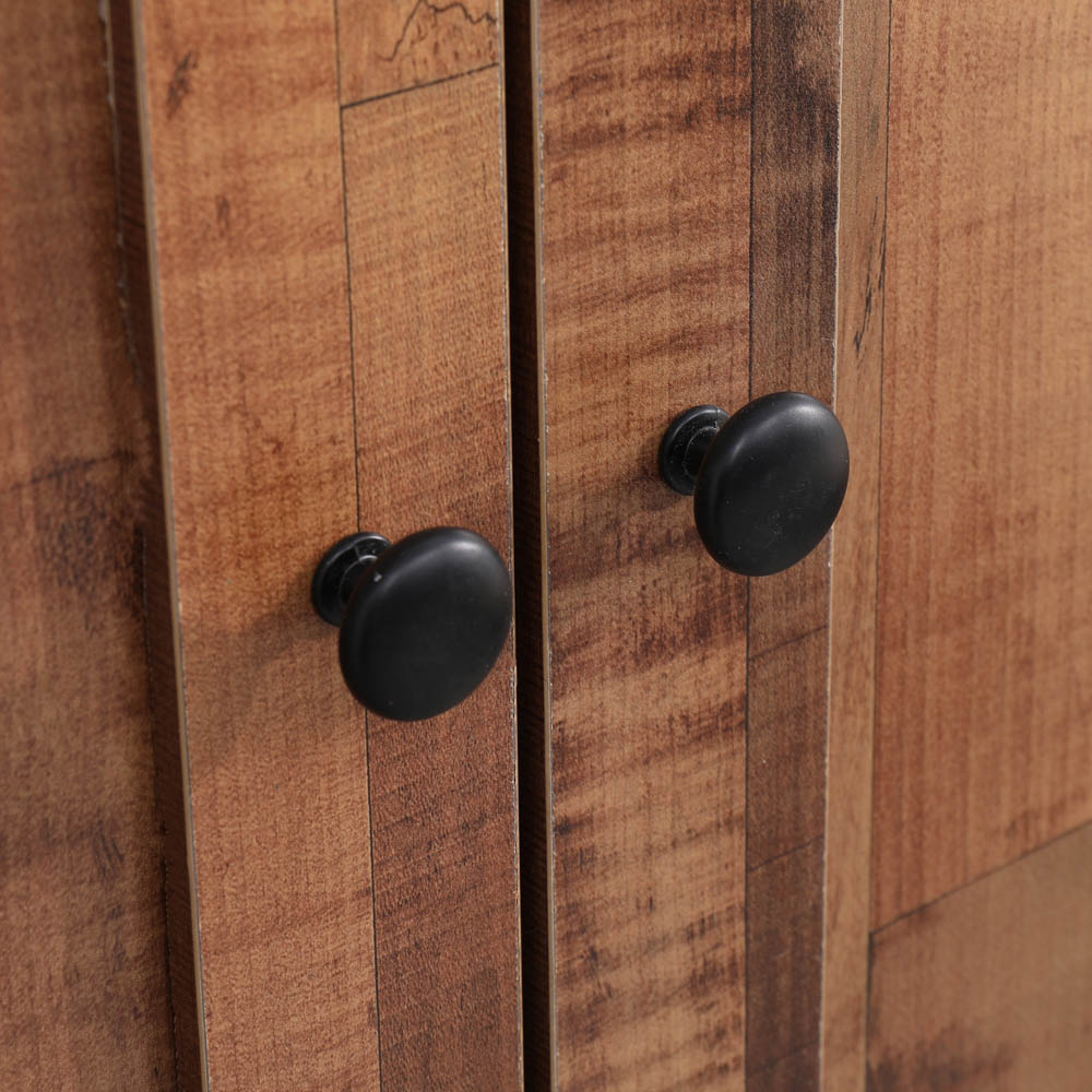 FurnitureHMD 2 Door 2 Drawer Industrial Style Wooden Wardrobe Image 7