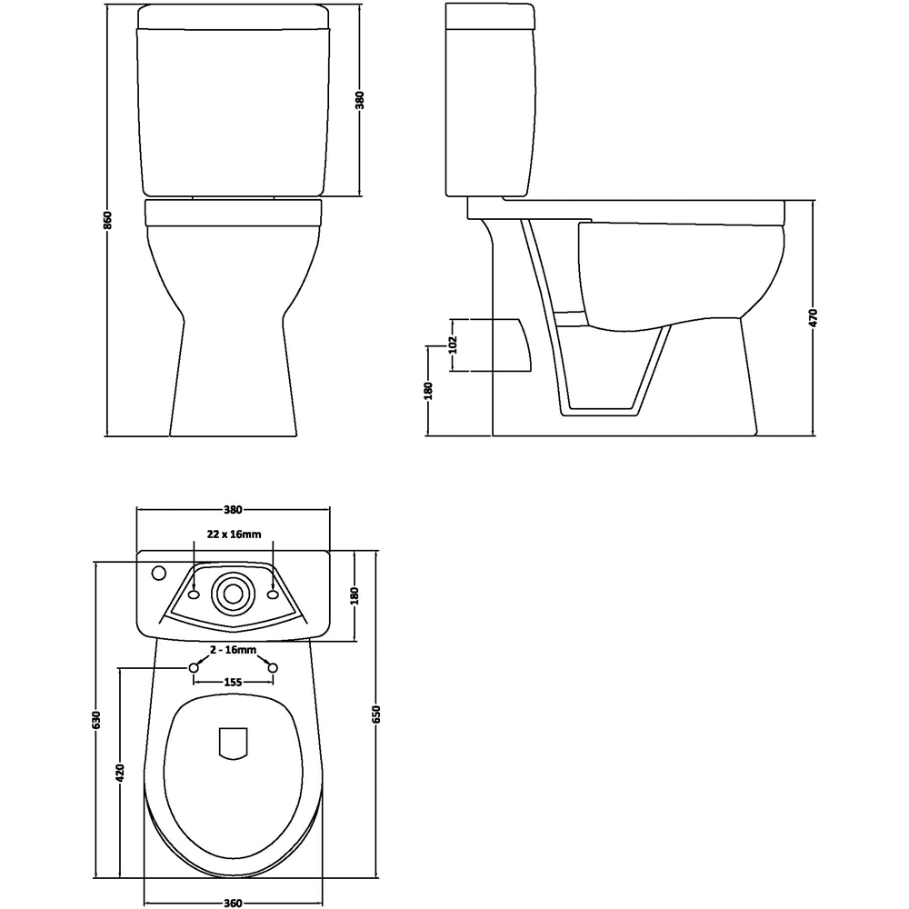 nuie White Comfort Height Pan with Cistern Image 2