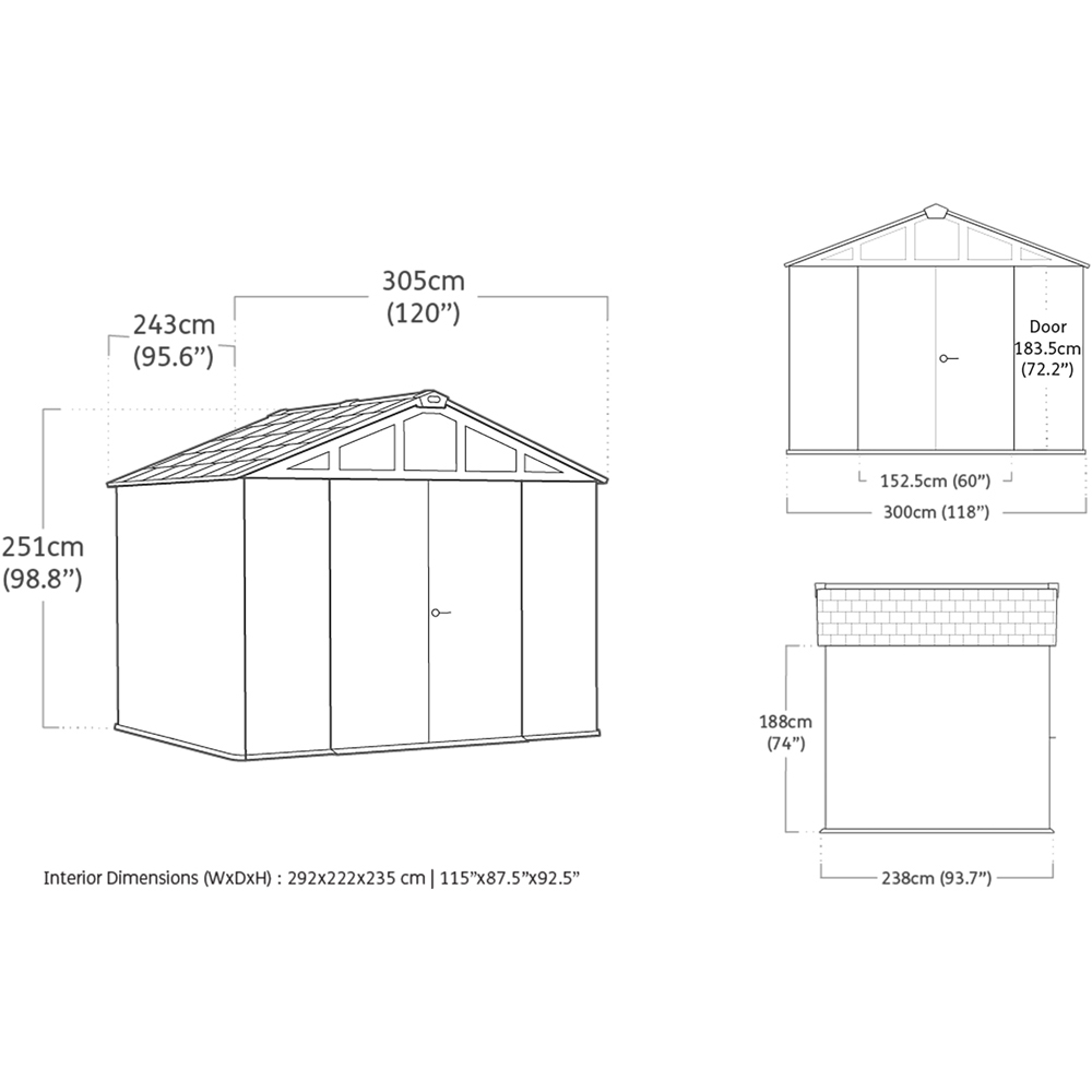 Keter Stronghold 10 x 8ft Grey Apex Garden Shed Image 9