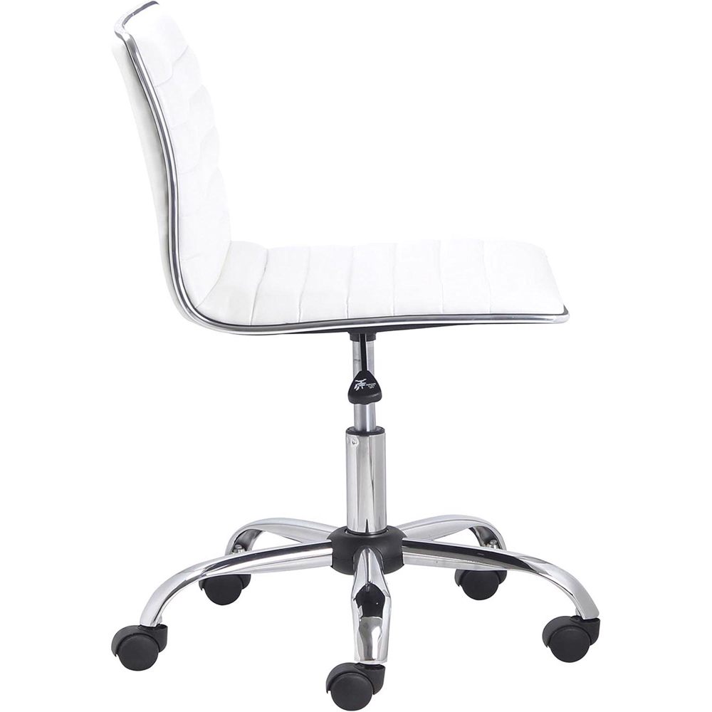 FWStyle White Faux Leather Ribbed Designer Office Chair Image 3