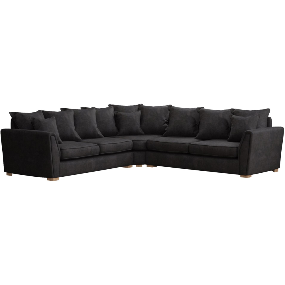 Wendleberry 4 Seater Ebony Plush Velvet Scatter Back Corner Sofa Image 2