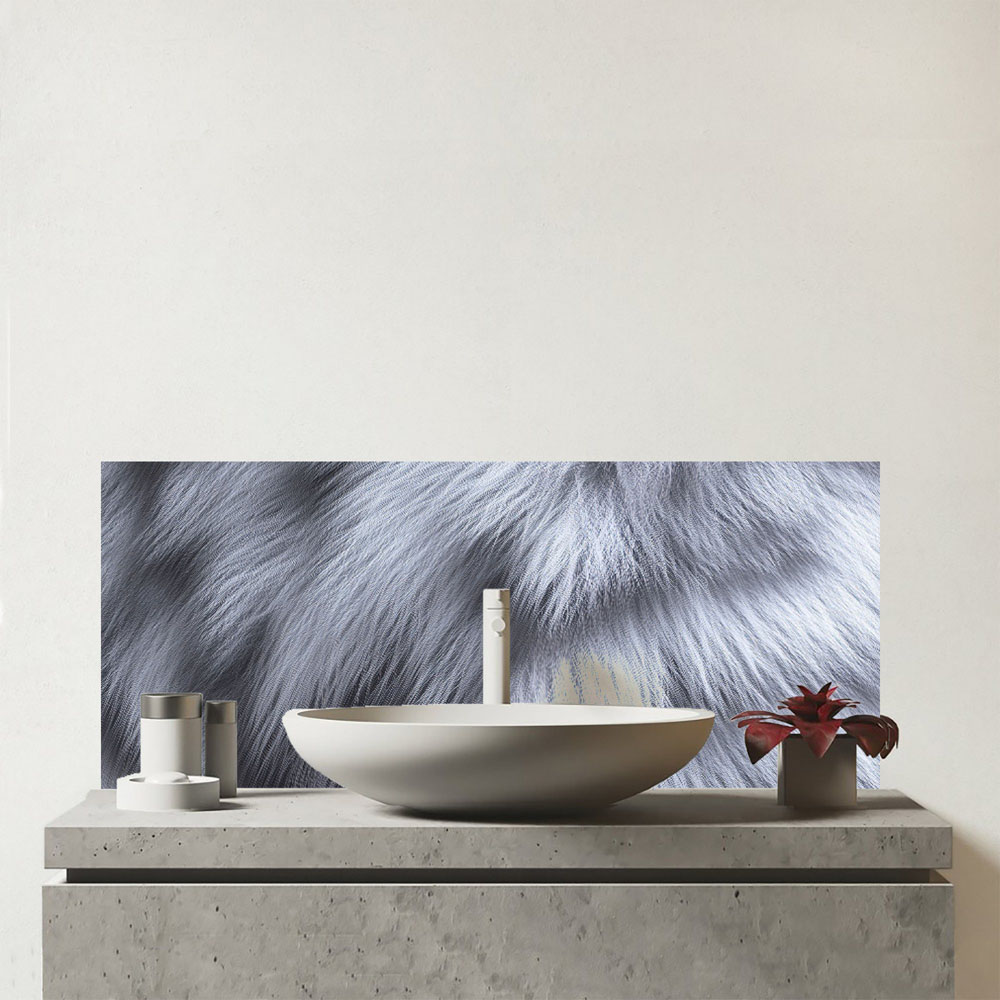 Warren Reed Designer Fur Print Silver Fox Bathroom Splashback 25 x 60cm Image 1