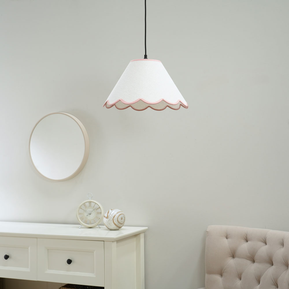 ValueLights Florie Tapered Natural and Pink Scallop Lamp Shade Large Image 3