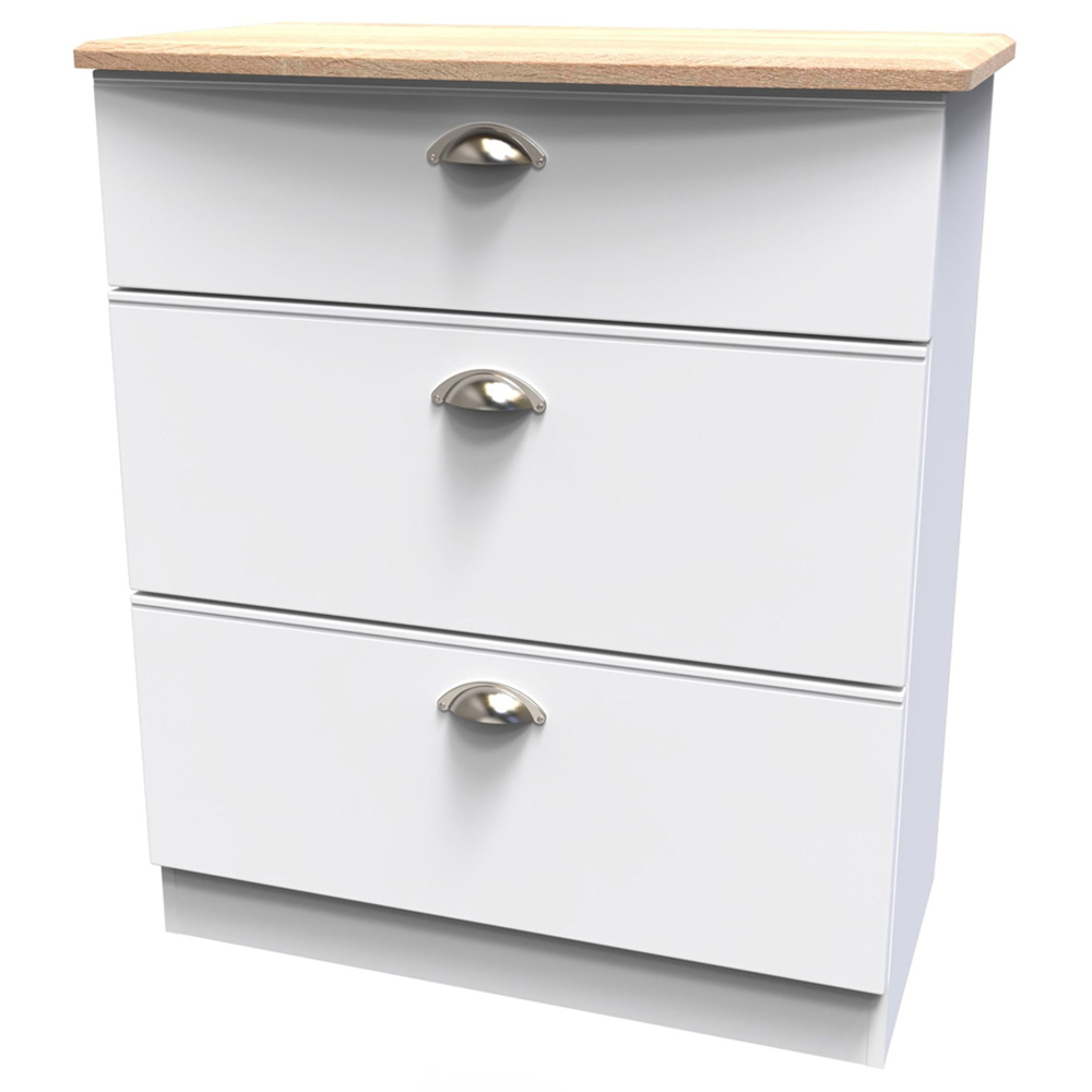 Crowndale Victoria 3 Drawer White Ash and Oak Chest of Drawers Image 4