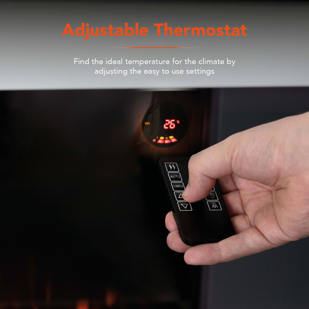 Warmlite Hingham White and Grey Wall Mounted Fireplace Suite with Downlights 2000W 52 inch Image 5