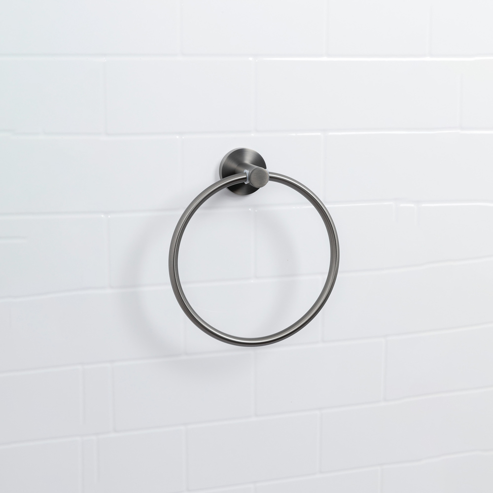 Bristan Solid Brass Gun Metal Grey Wall Mounted Round Towel Ring Image 4