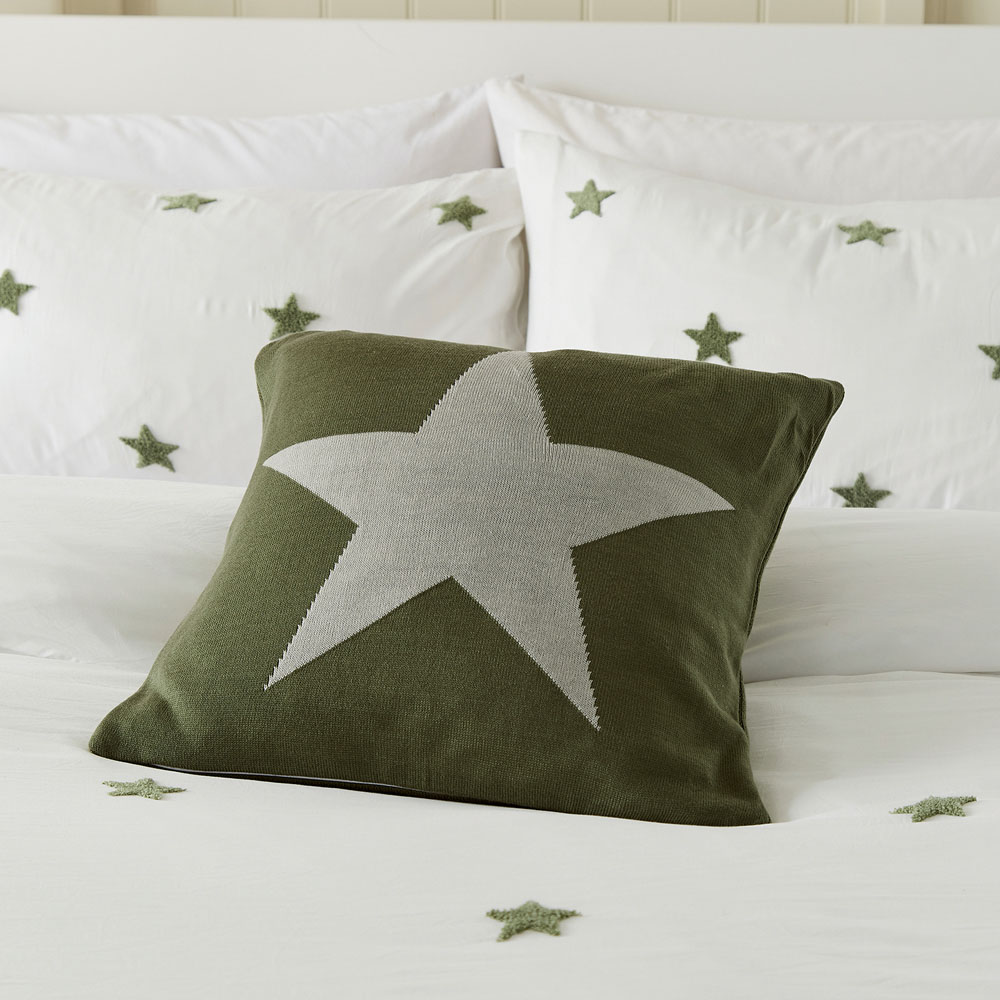 Helena Springfield Star Knit Green Cushion 45 x 45cm Image 2