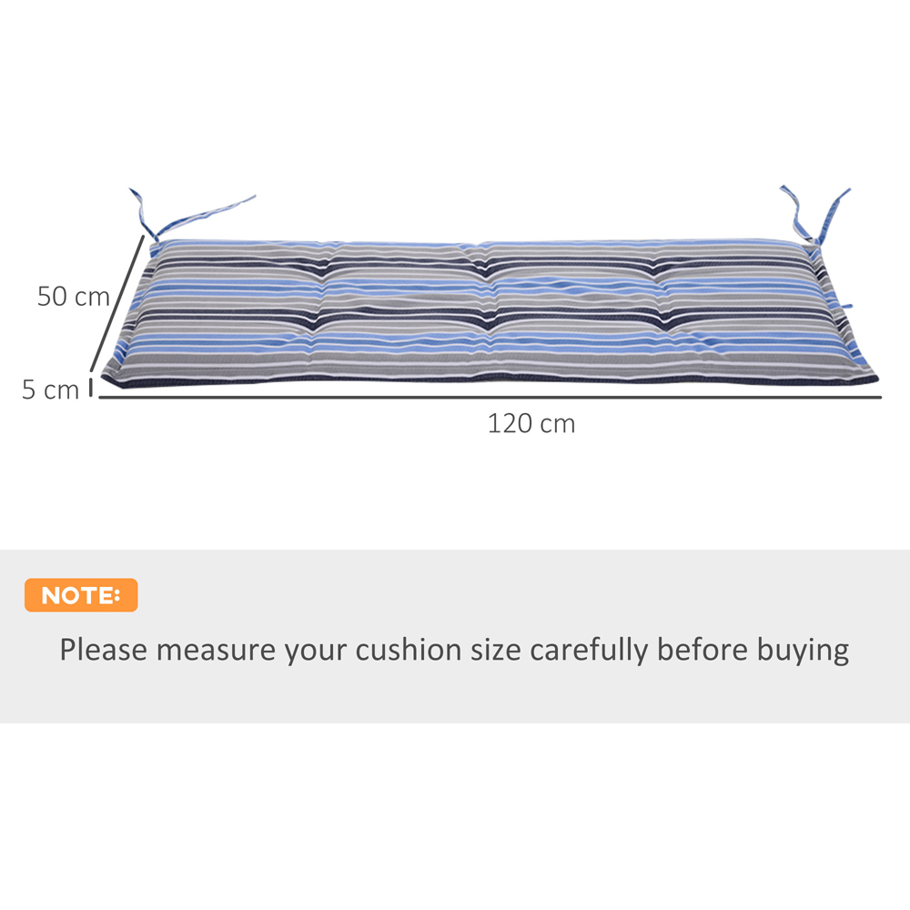 Outsunny 2-3 Seater Blue Stripes Bench Seat Pad 120 x 50cm 2 Pack Image 7
