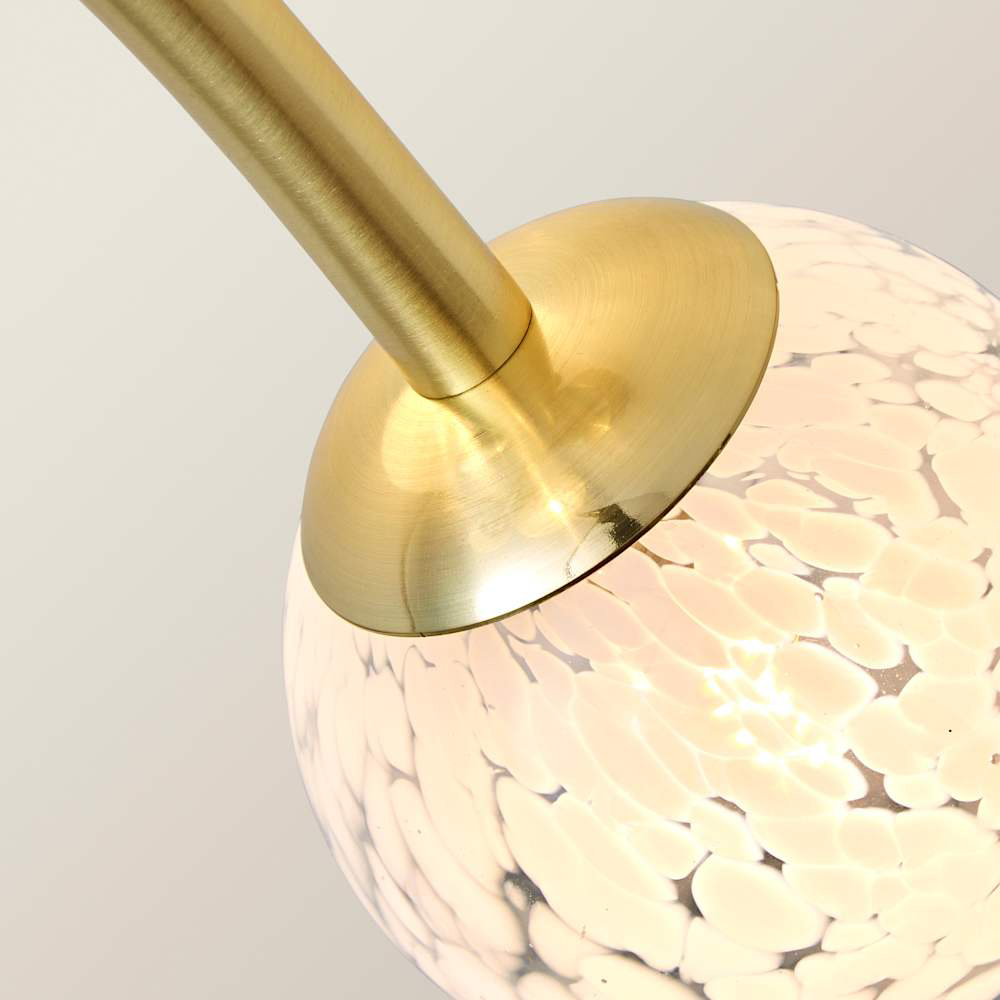 ValueLights Jas White Confetti Glass Globe Shade Gold 4 Way LED Ceiling Light with Bulb Image 5