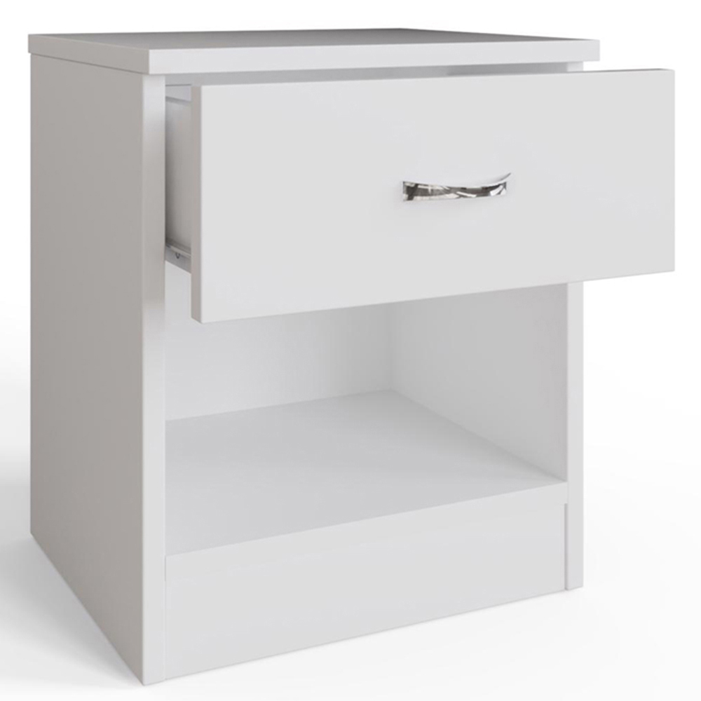 FWStyle Promo Single Drawer White Modern Bedside Table Image 3