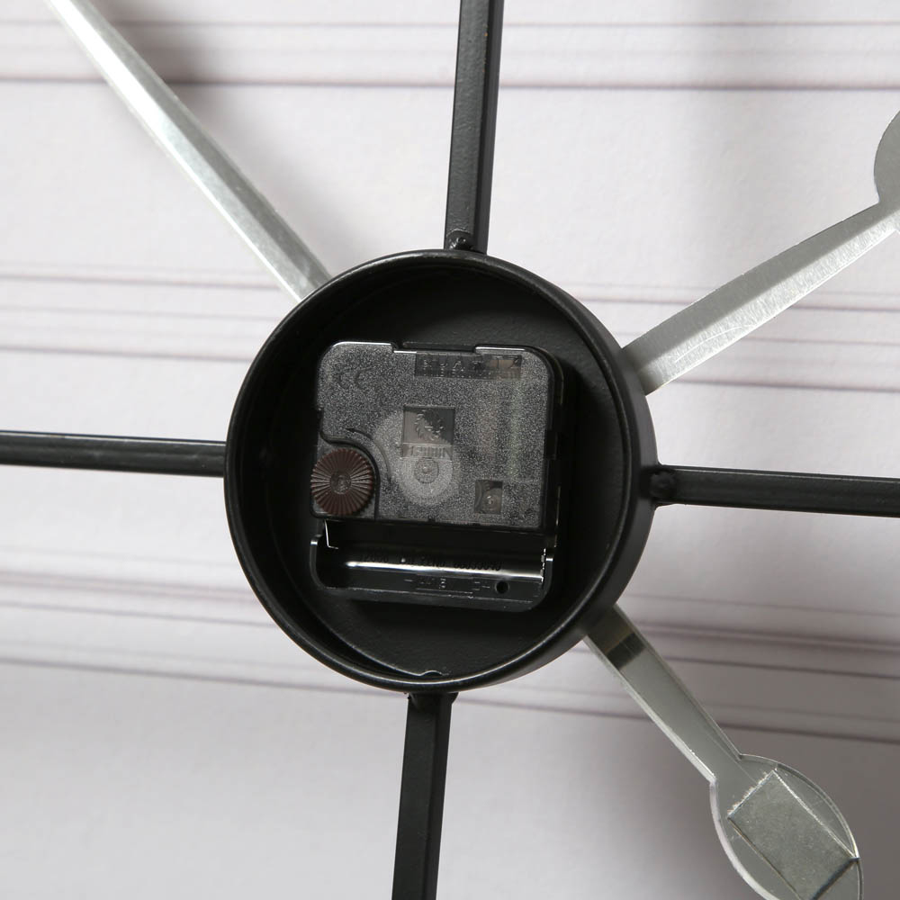 EOS Black Gold Skeleton Wall Clock with Roman Numerals 100cm Image 8