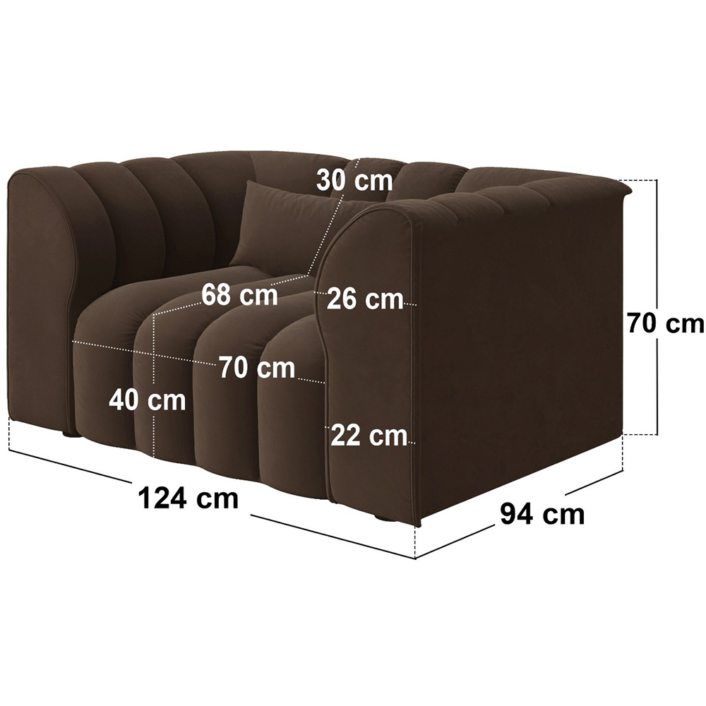 SOLACE+CO Halle Brown 2 Seater Loveseat Sofa with Storage Footstool Image 9