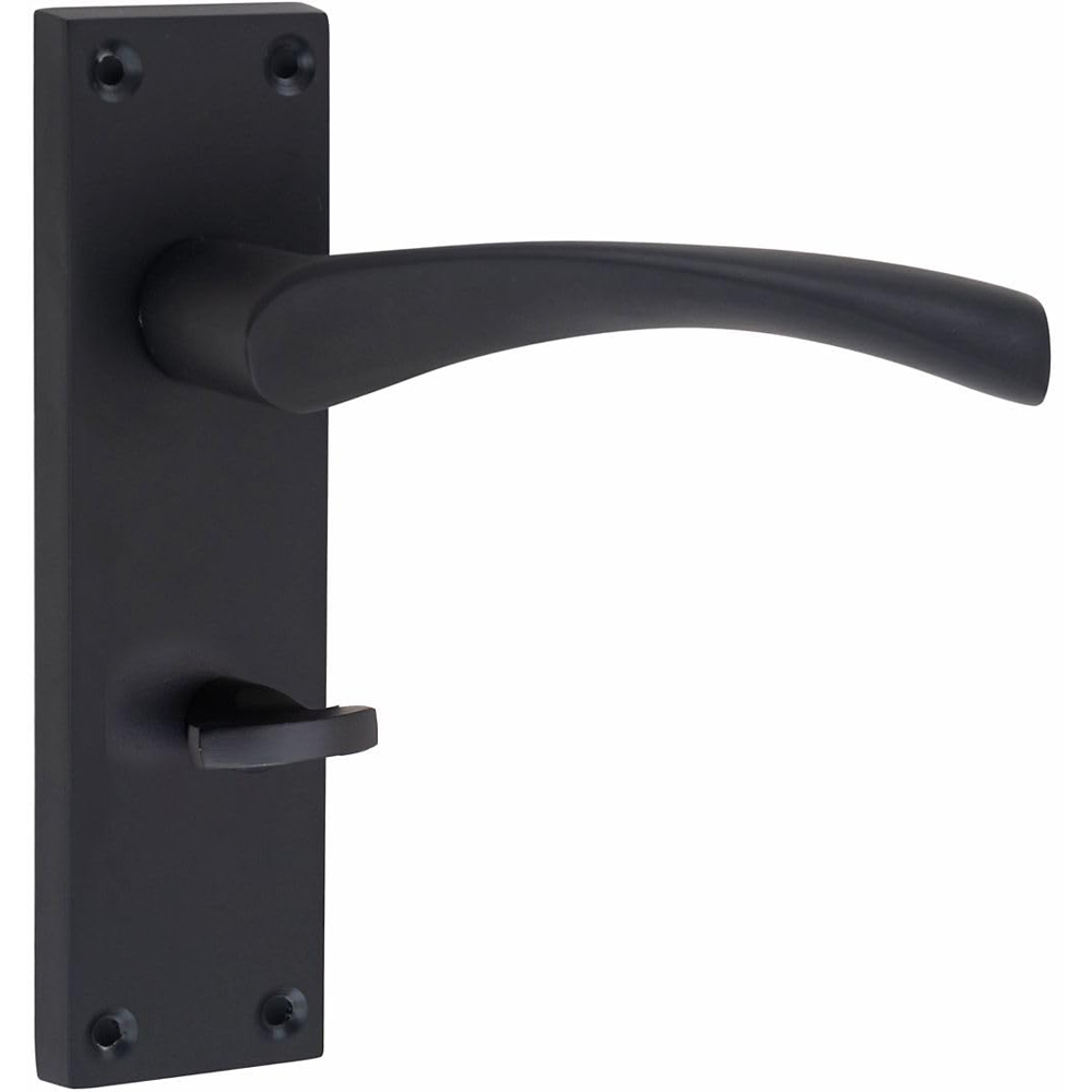 Golden Grace Matt Black Victorian Scroll Astrid Bathroom Door Handle Set 150 x 40mm Image 2