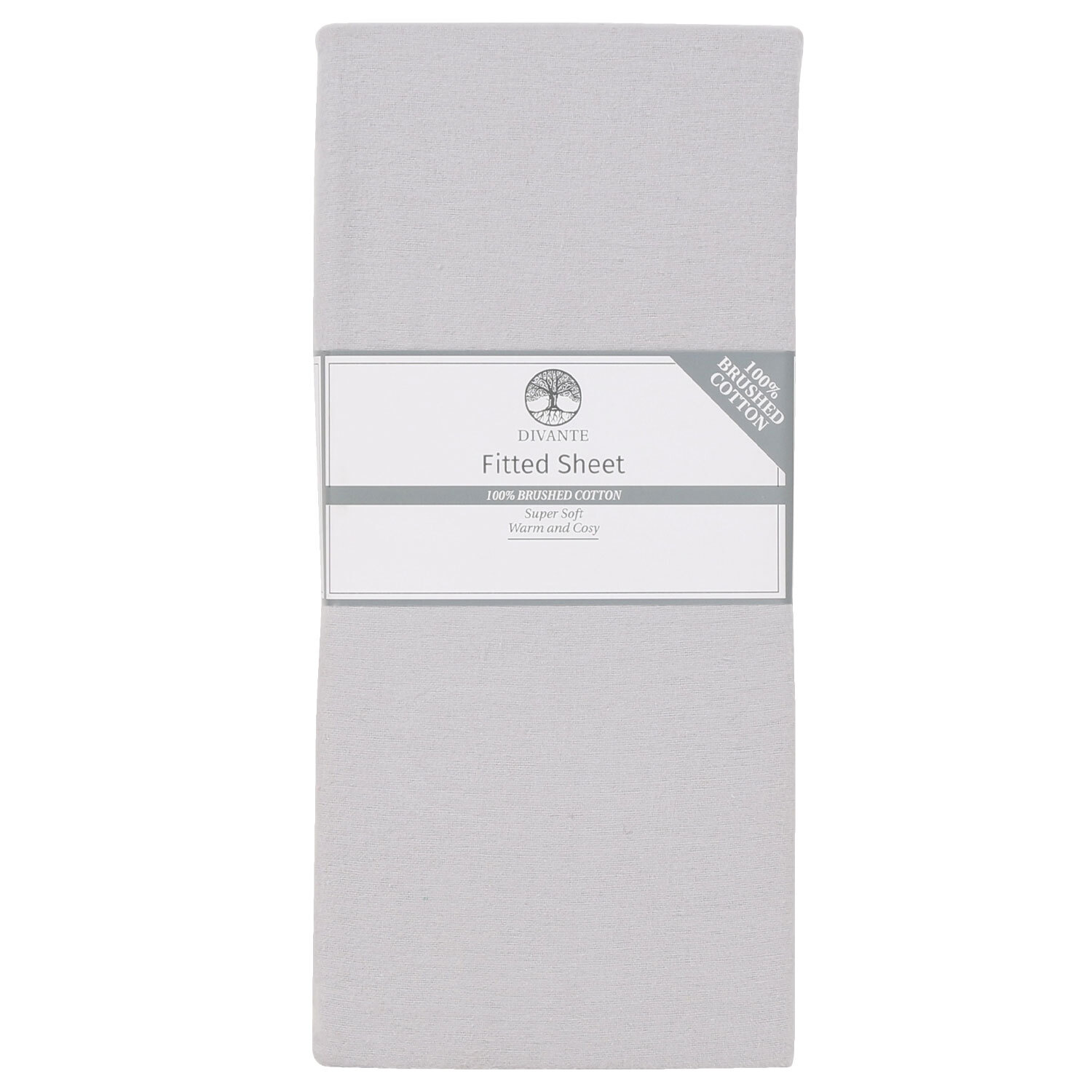 Divante King Size Silver Brushed Cotton Fitted Bed Sheet Image