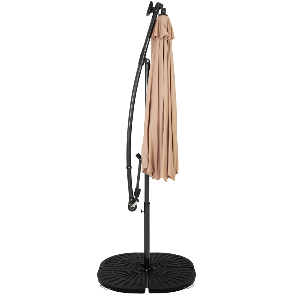 MonsterShop LED Beige Cantilever Parasol with Full Fan Base 3m Image 3