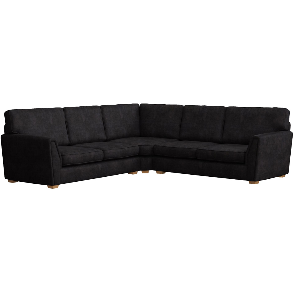 Wendleberry 4 Seater Ebony Plush Velvet Fixed Back Corner Sofa Image 2