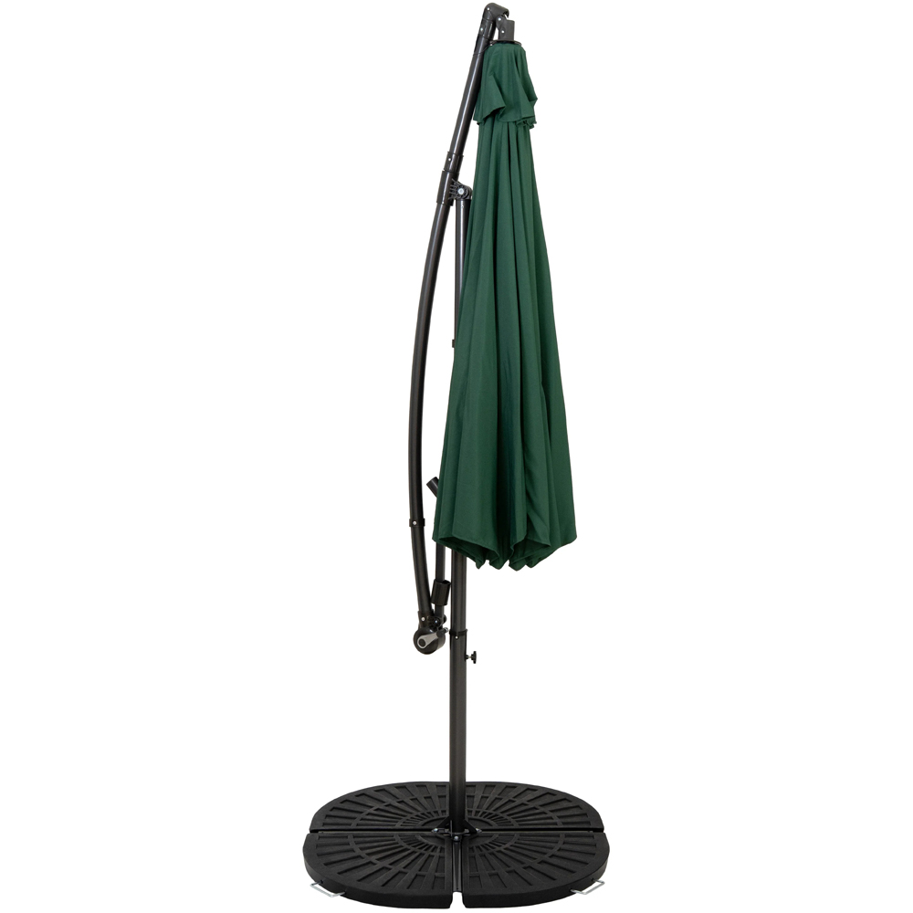 MonsterShop Green Cantilever Parasol with Full Fan Base 3m Image 3