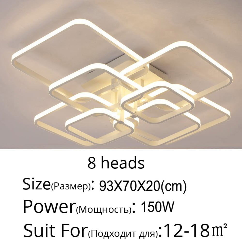 Living and Home White 8 Light Square LED Ceiling Light with Remote Image 7