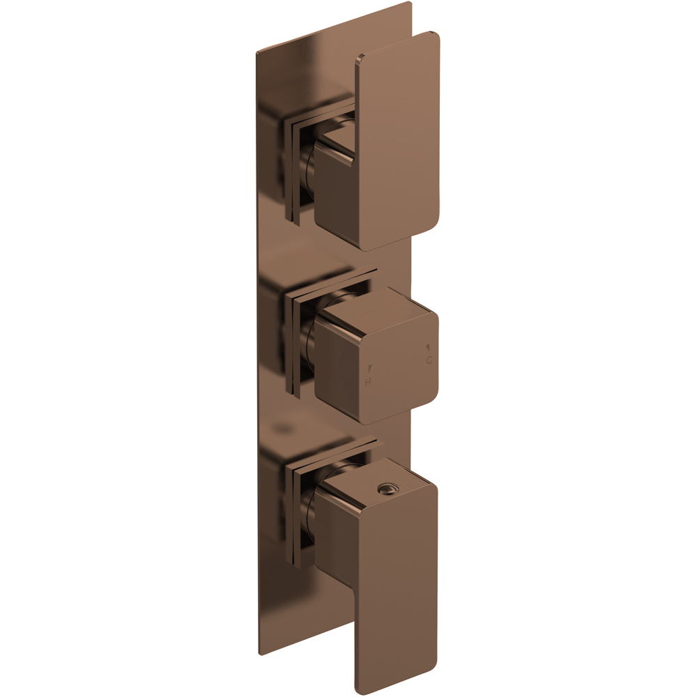 nuie Windon Brushed Brass Triple Thermostatic Valve Image 1