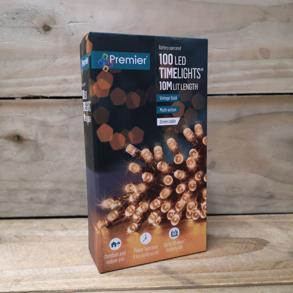 Premier TimeLights 100 Vintage Gold LED Multi-Function Christmas String Light 10m Image 7