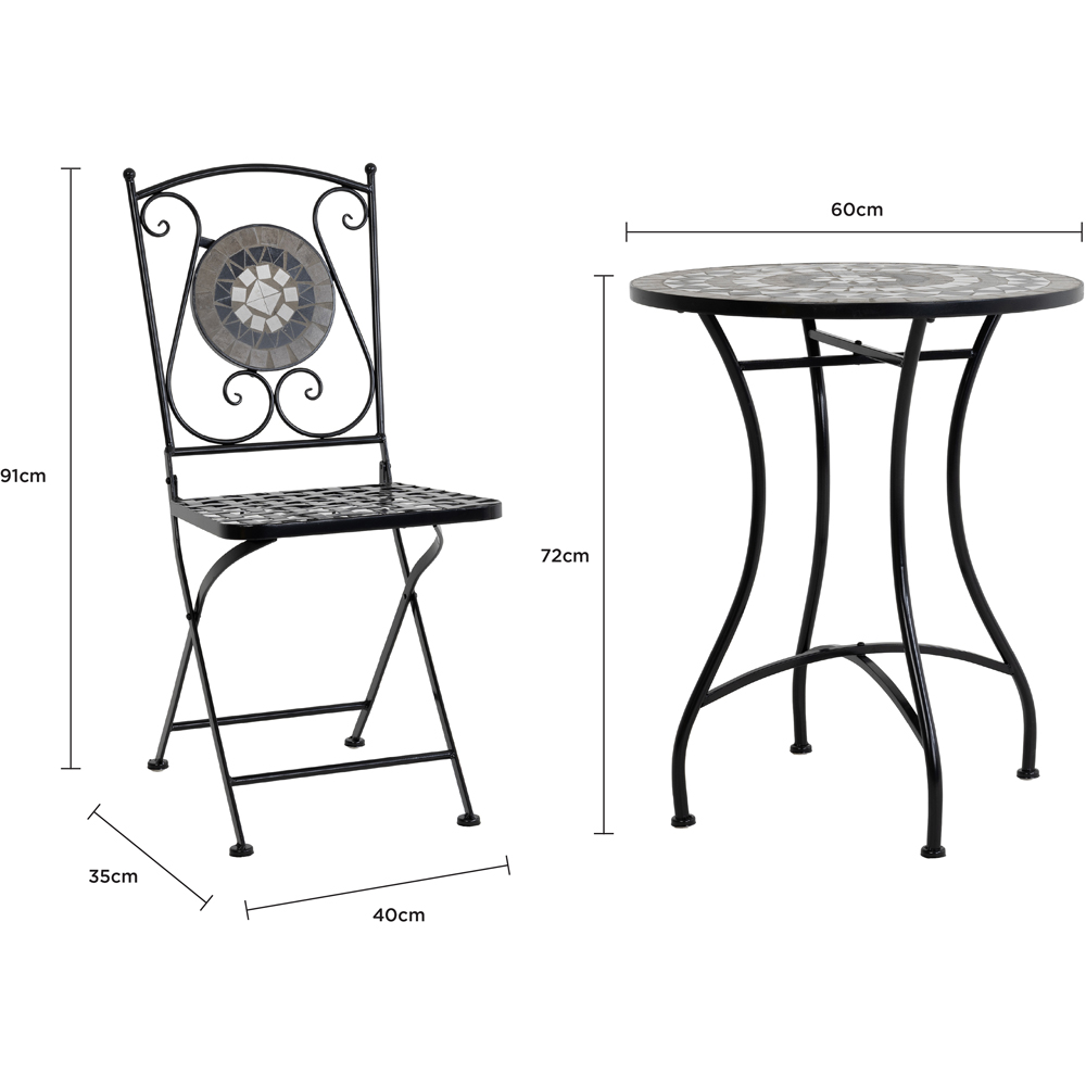 Charles Bentley 2 Seater Bistro Set Mosaic Black and Grey Image 9