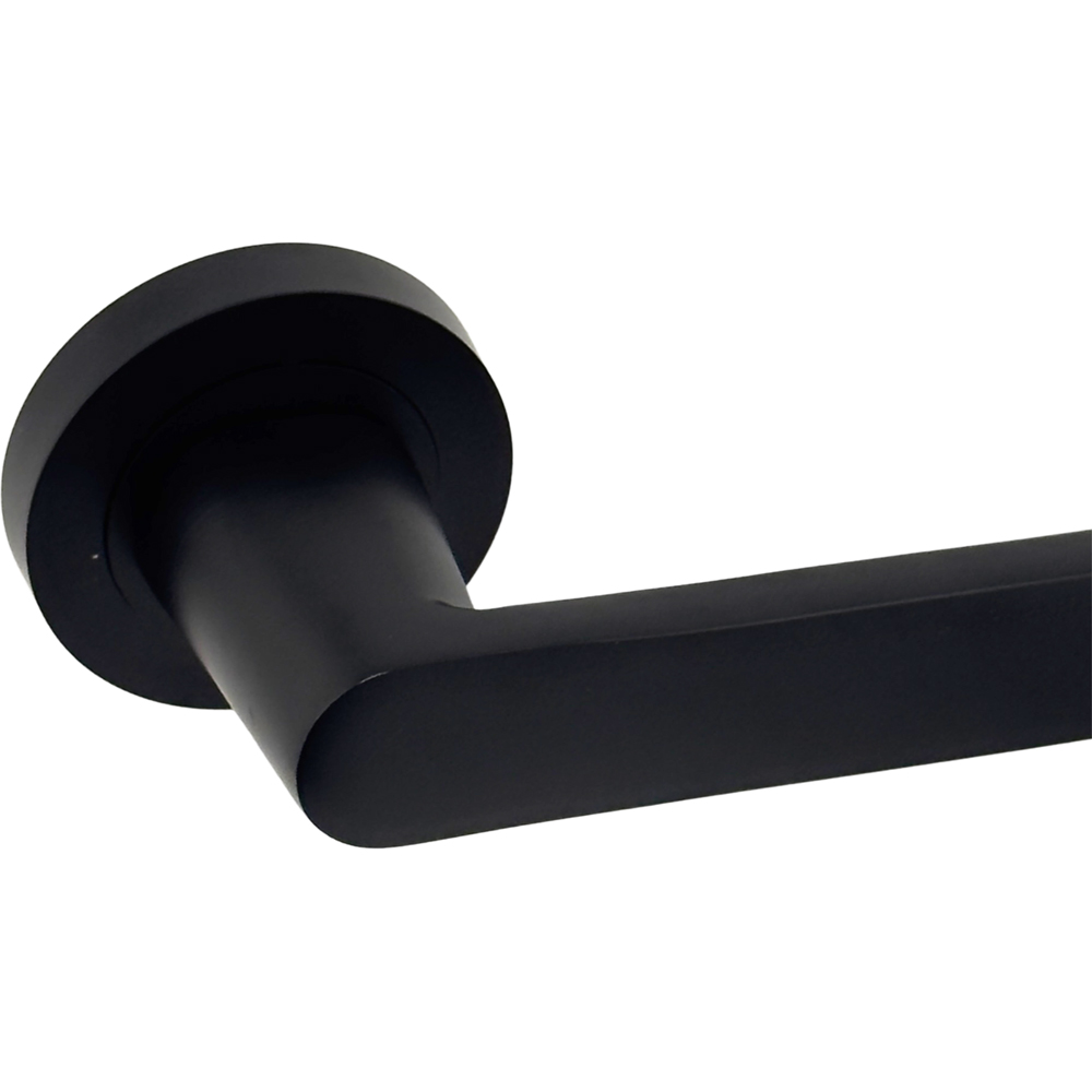 AXS Hardware Harlem Black Latch Door Handles on Rose Image 5